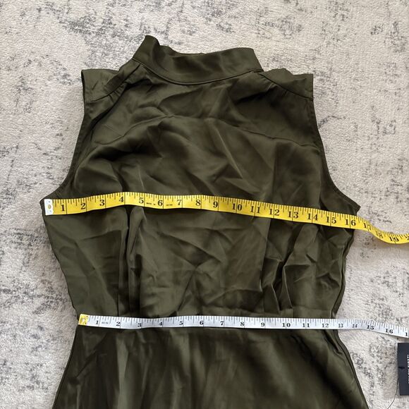 Lulus Classic Elegance Olive Satin Maxi Dress Size Small NWT Bridesmaid Cocktail - Picture 5 of 11